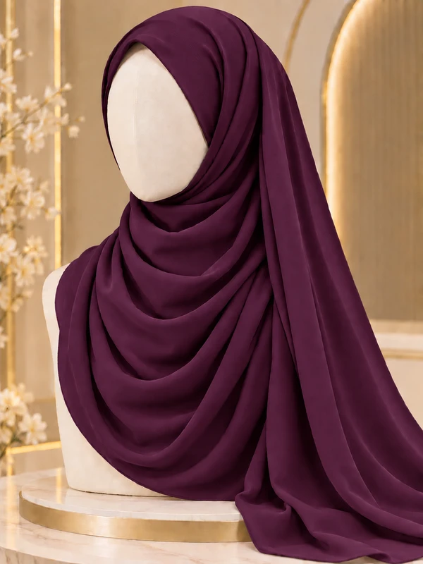 Dark Plum Premium Georgette Hijab